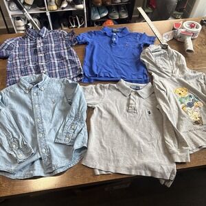 5 Pieces Ralph Lauren Polo Boys Short Sleeve Shirts Bundle Size 4-5T